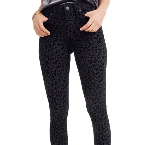 NWT✨$158 MADEWELL✨Flocked Velvet Black Leopard Denim Jeans Limited Ed Size 28,31 - Picture 4 of 11